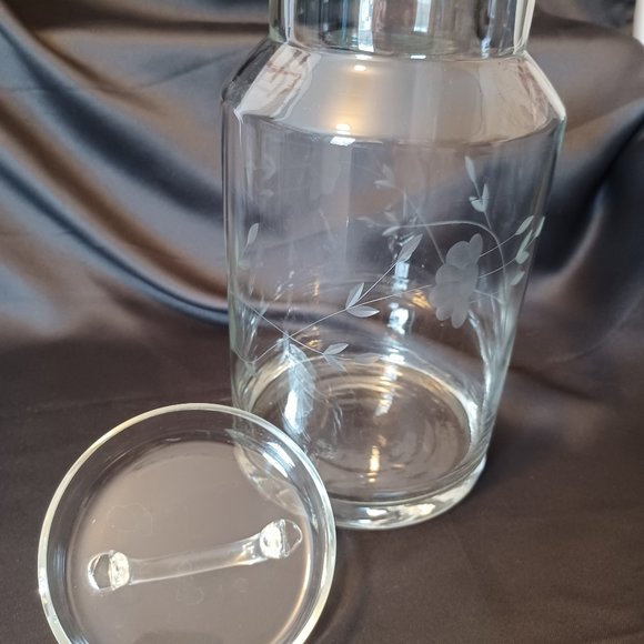 Vintage Princess House Crystal Biscuit Barre #110 Lid. Etched Floral Heritage - Picture 8 of 10